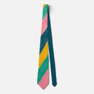 Pastel Rainbow Colour Stripe Pattern Neck Tie