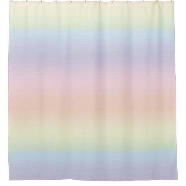Pastel Rainbow Colour Stripe Pattern Shower Curtain (Front)