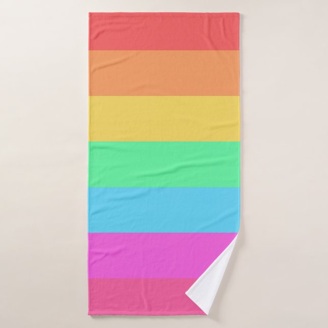 Pastel Rainbow Colour Stripes Design  Bath Towel (Bath Towel)