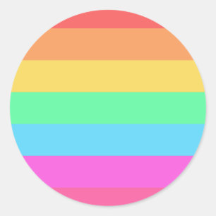 Pastel Rainbow Colour Stripes Design Classic Round Sticker