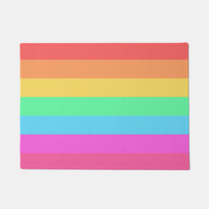 Pastel Rainbow Colour Stripes Design Doormat