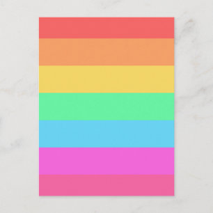 Pastel Rainbow Colour Stripes Design Postcard