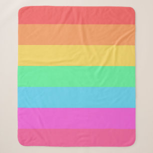 Pastel Rainbow Colour Stripes Design Sherpa Blanket