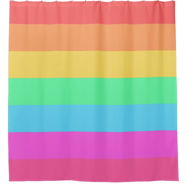 Pastel Rainbow Colour Stripes Design  Shower Curtain (Front)
