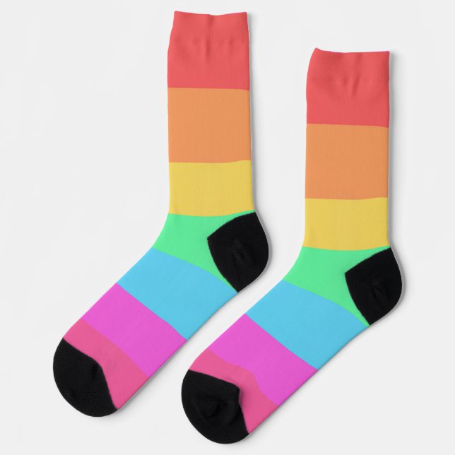 Pastel Rainbow Colour Stripes Design  Socks (Left)