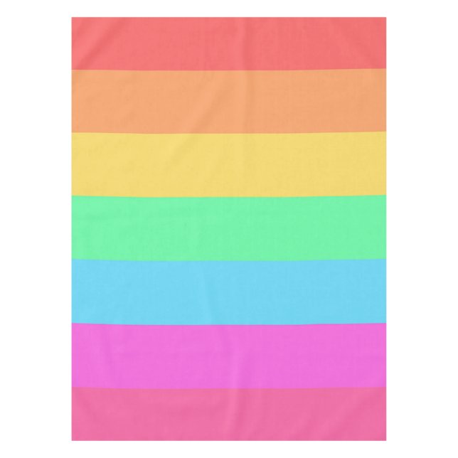 Pastel Rainbow Colour Stripes Design  Tablecloth (Front)