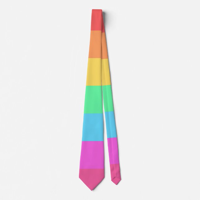 Pastel Rainbow Colour Stripes Design  Tie (Front)