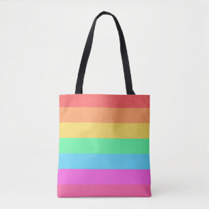 Pastel Rainbow Colour Stripes Design  Tote Bag