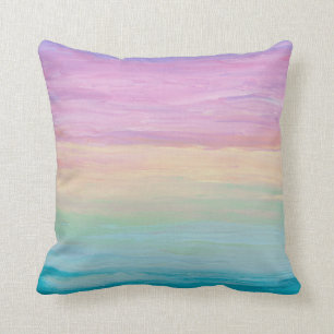 Pastel Rainbow Coloured Abstract Painting Cushion