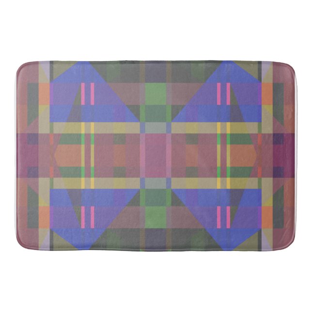 Pastel Rainbow Colourful Geometric Bath Mat (Front)