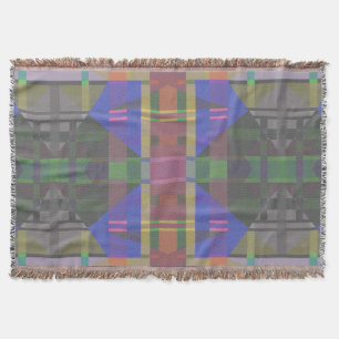 Pastel Rainbow Colourful Geometric Throw Blanket