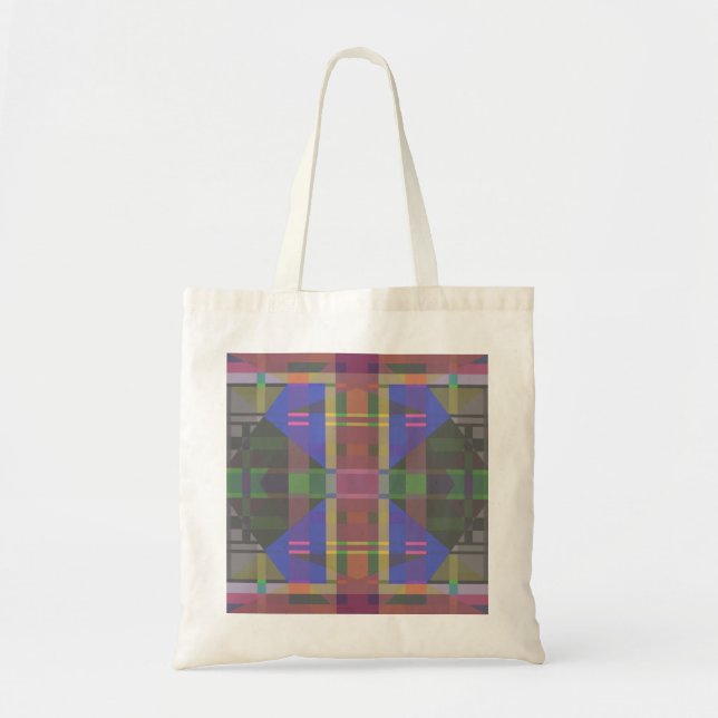 Pastel Rainbow Colourful Geometric Tote Bag (Front)