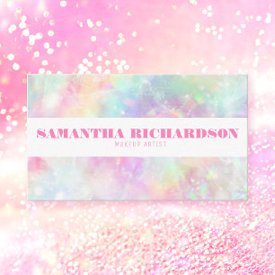 Pastel Rainbow Colourful Holographic Opal Crystal Business Card