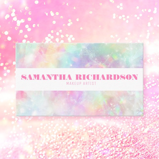 Pastel Rainbow Colourful Holographic Opal Crystal Business Card (Creator Uploaded)