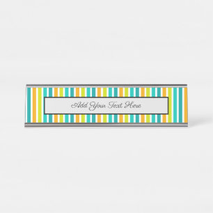 Pastel Rainbow Colourful Stars Black Starry Night Desk Name Plate