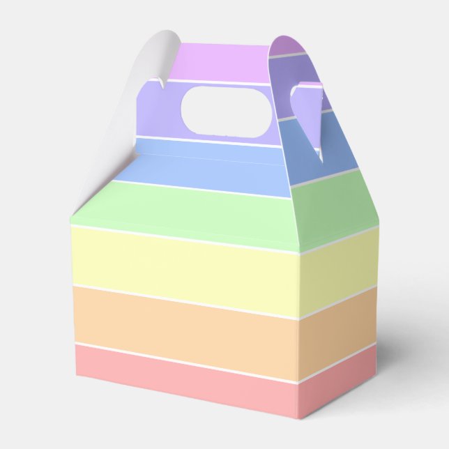 Pastel Rainbow Colourful Stripes  Favour Box (Front Side)