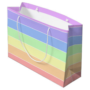 Pastel Rainbow Colourful Stripes   Large Gift Bag