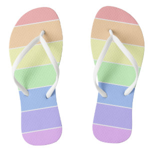 Pastel Rainbow Colourful Stripes Pattern Summer Jandals
