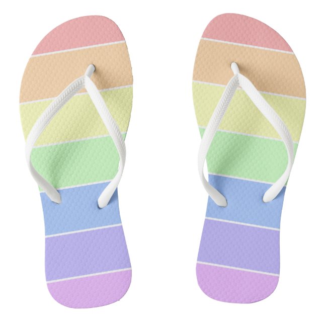 Pastel Rainbow Colourful Stripes Pattern Summer Jandals (Footbed)