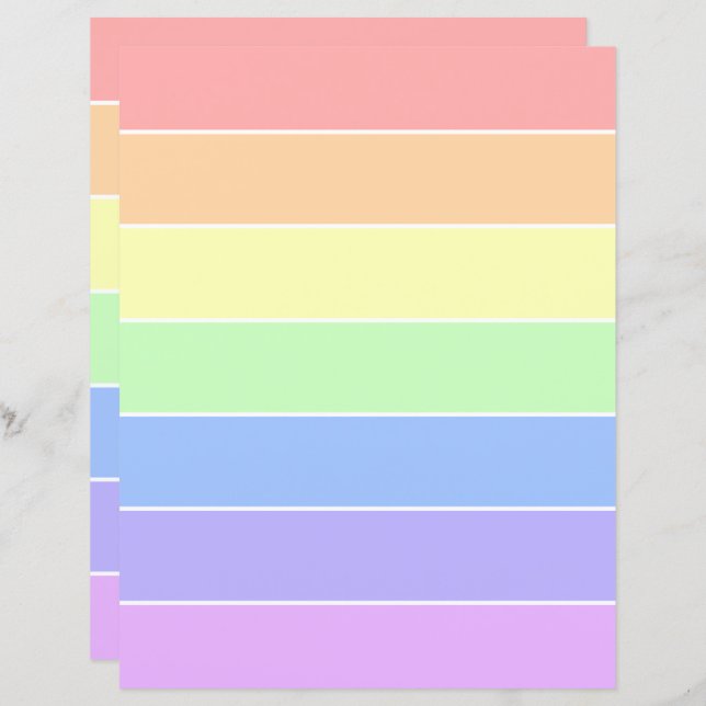 Pastel Rainbow Colourful Stripes Scrapbook Paper (Front/Back)