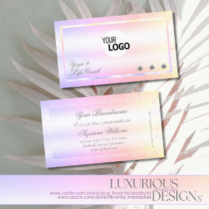 Pastel Rainbow Colourful with Diamonds and Logo Business Card