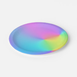 Pastel Rainbow Colours Abstract Blur Gradient Ombr Paper Plate