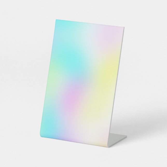 Pastel Rainbow Colours Abstract Blur Gradient Ombr Pedestal Sign (Front)