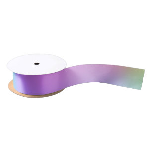 Pastel Rainbow Colours Abstract Blur Gradient Ombr Satin Ribbon