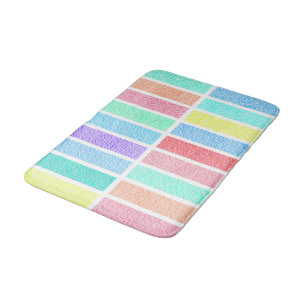 Pastel rainbow colours, abstract lines bath mat