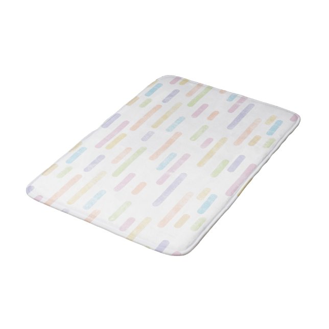 Pastel Rainbow Colours Rounded Lines Pattern Bath Mat (Angled)