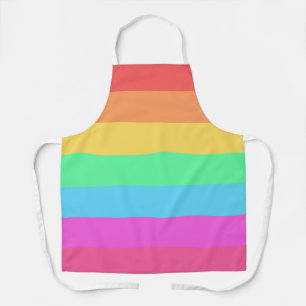 Pastel Rainbow Colours Stripes Design Apron