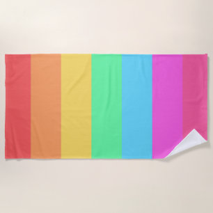 Pastel Rainbow Colours Stripes Design  Beach Towel