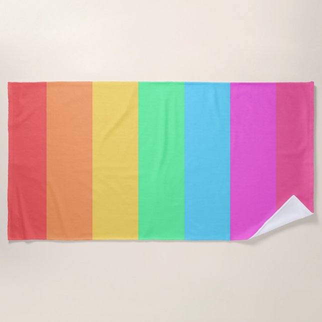 Pastel Rainbow Colours Stripes Design  Beach Towel (Front)