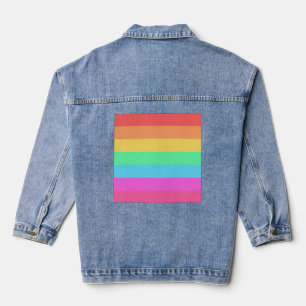 Pastel Rainbow Colours Stripes Design Denim Jacket