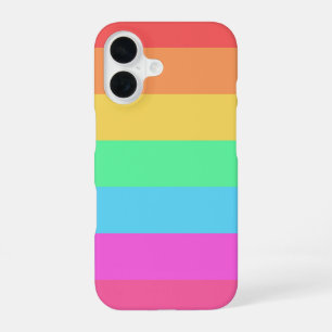 Pastel Rainbow Colours Stripes Design iPhone 16 Case