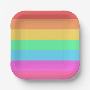 Pastel Rainbow Colours Stripes Design  Paper Plate
