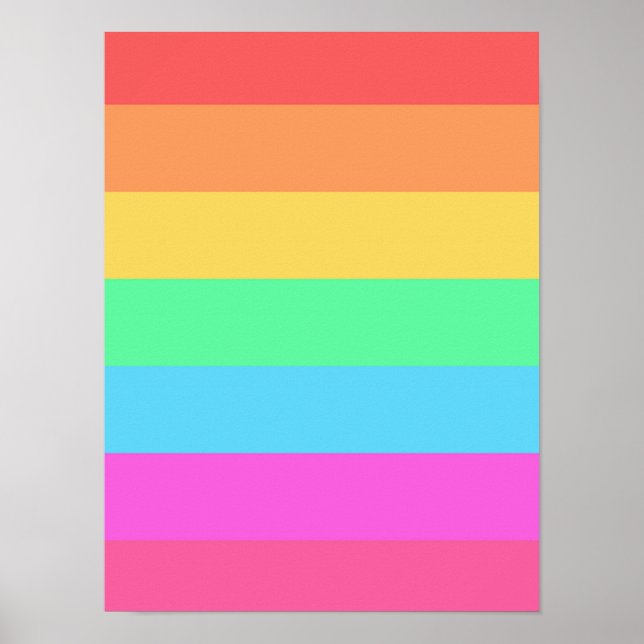 Pastel Rainbow Colours Stripes Design  Poster (Front)