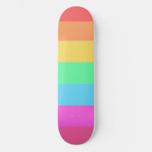 Pastel Rainbow Colours Stripes Design Skateboard