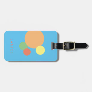 pastel rainbow confetti circles name Luggage Tag