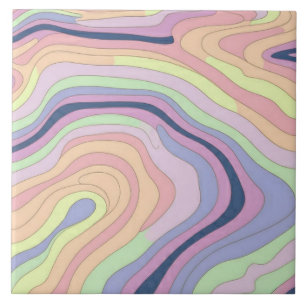 Pastel Rainbow contour pattern big Tile