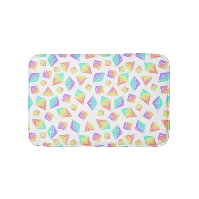 Pastel Rainbow Crystals Pattern Bath Mat (Front)