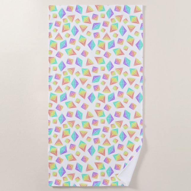 Pastel Rainbow Crystals Pattern Beach Towel (Front)