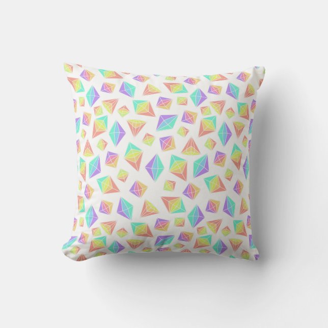 Pastel Rainbow Crystals Pattern Cushion (Front)
