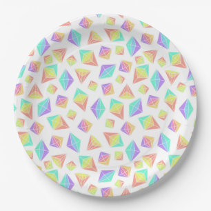 Pastel Rainbow Crystals Pattern Paper Plate