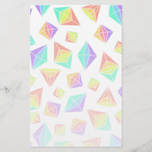 Pastel Rainbow Crystals Pattern Stationery