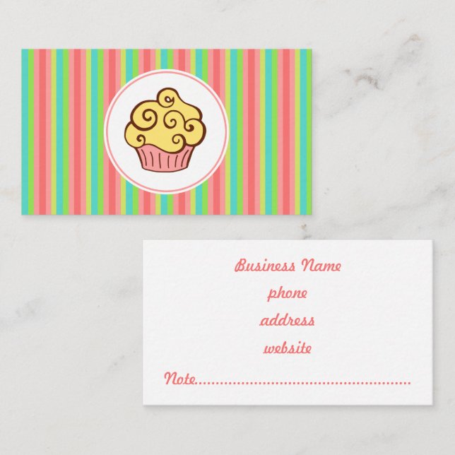 Pastel Rainbow Cupcake Business Card (Front/Back)