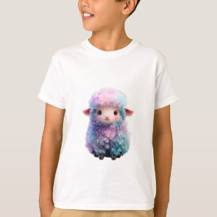 Pastel Rainbow Curly Wool Sheep Kids T-Shirt
