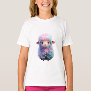 Pastel Rainbow Curly Wool Sheep Kids T-Shirt