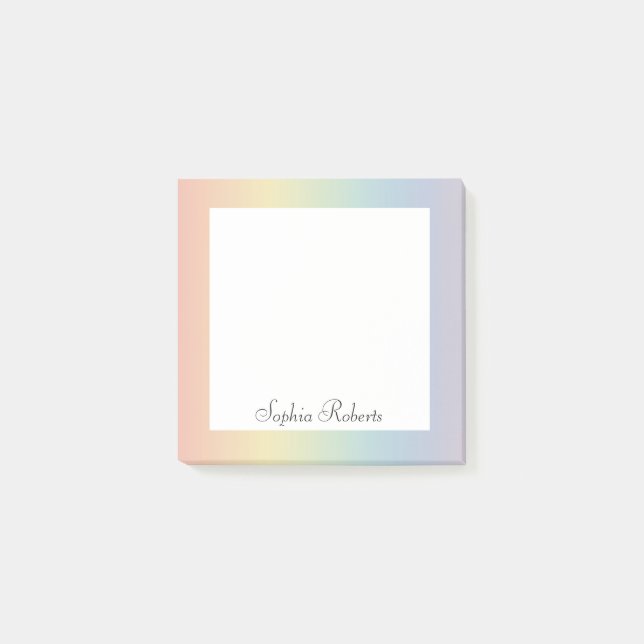 Pastel Rainbow Custom Name  Post-it Notes (Front)