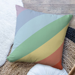 Pastel Rainbow Diagonal Stripes Cushion